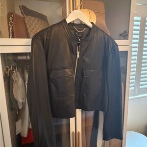 J. Crew Black Leather Cropped Jacket NWOT